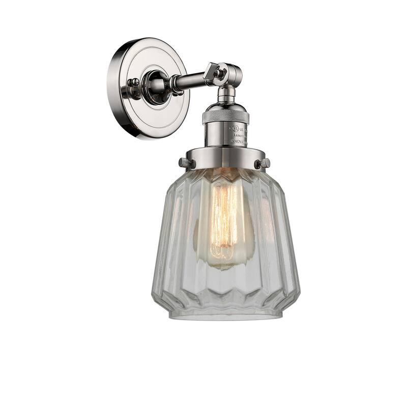 Innovations Lighting Chatham Single Light 12" Tall Bathroom Sconce - Polished Nickel / Clear Fluted