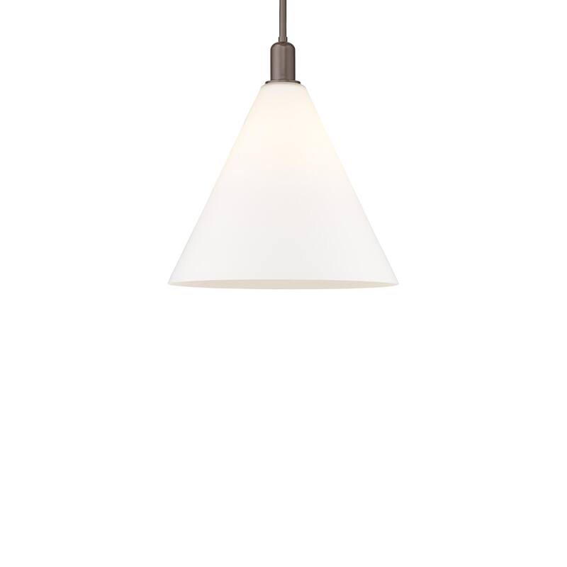 Innovations Lighting 716-1S-18-16 Berkshire Glass Pendant Berkshire - Oil Rubbed Bronze / Matte White