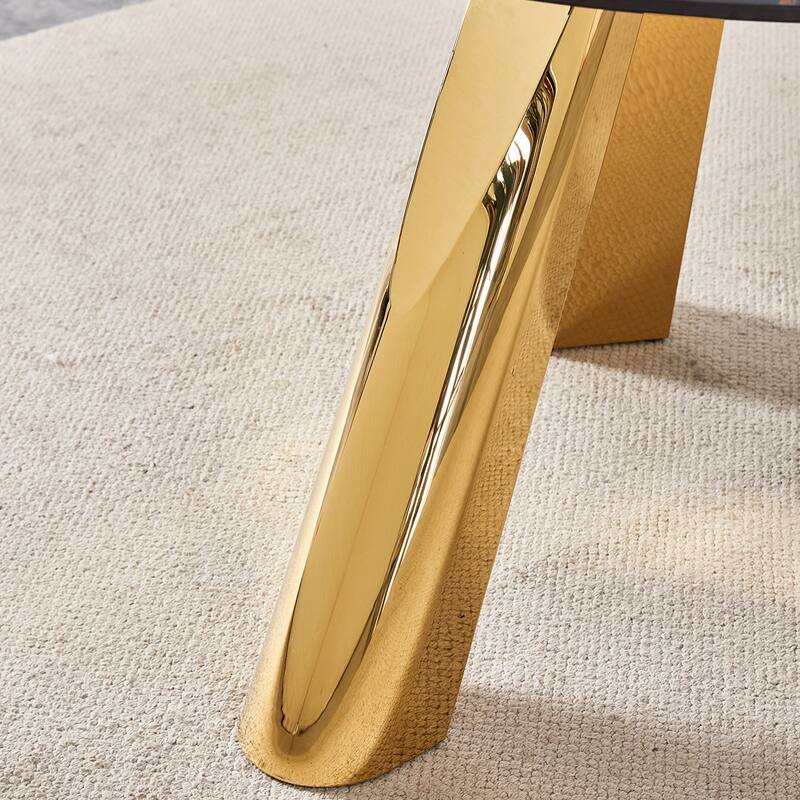 Round Dining Table, Kitchen Table with Stainless Steel Legs, Round Coffee Table Bistro Table for Dining Room