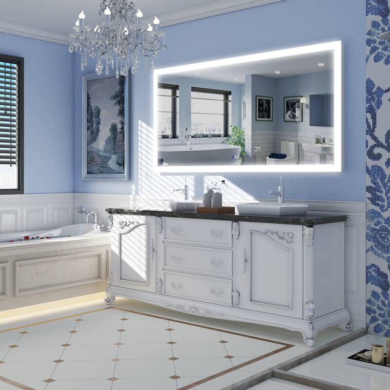 Bathroom Wall Mounted Frameless LED Mirror Super Bright Light With Anti-Fog (Horizontal/Vertical)