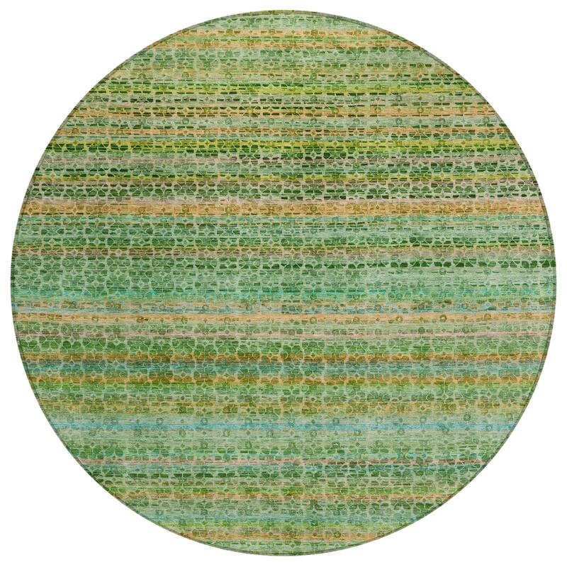 Machine Washable Indoor/Outdoor Transitional Striped Chantille Rug