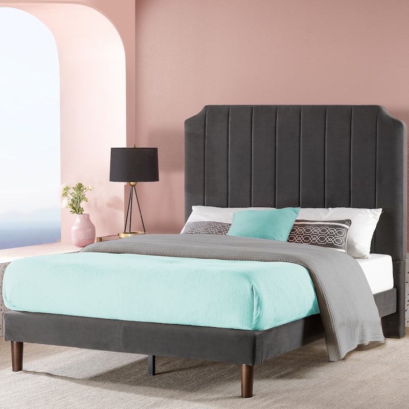 Priage by ZINUS slate black Upholstered Platform Bed Frame