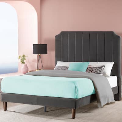 Priage by ZINUS slate black Upholstered Platform Bed Frame