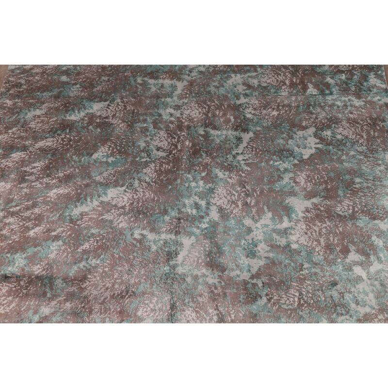 Contemporary Abstract Indian Area Rug Handmade Bedroom Wool Carpet - 8'3"x 9'10"