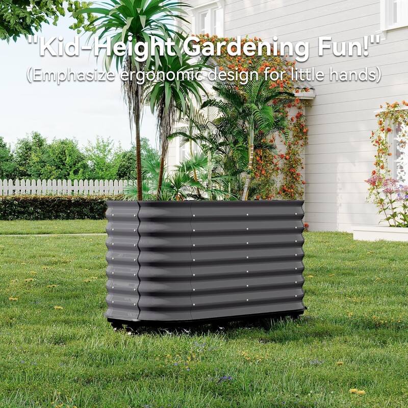 59x24x28inin Galvanized Raised Garden Bed with Wheels and Water Reservoir Portable Rolling Elevated Raised Garden Bed Gray