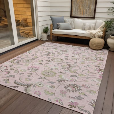 Machine Washable Indoor/ Outdoor Traditional Chantille Rug