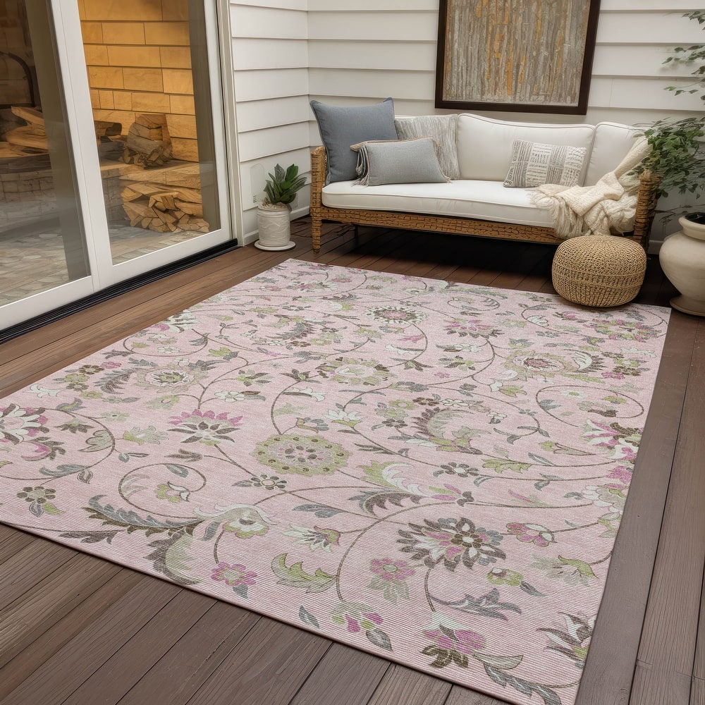 Machine Washable Indoor/ Outdoor Traditional Chantille Rug
