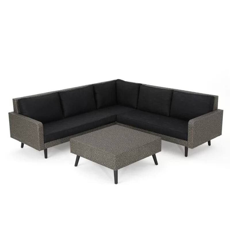 Charming TAHITI Sofa Set for Outdoor Leisure and Entertainment - Black