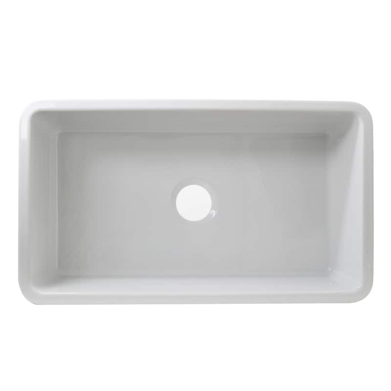Highpoint Collection 31-inch Fireclay White Farmhouse Kitchen Sink - 31 x 18 x 8.75 inches