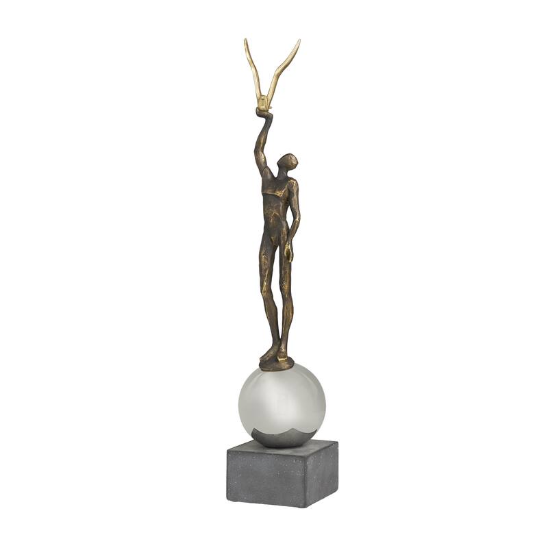 Polystone People Decorative Sculpture with Stainless Steel Accents - Silver - Roche River Decor - Silver