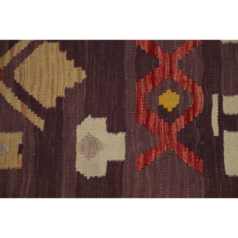 Hand Woven Oriental 100% Wool Carpet Southwestern Tribal Purples Kilim Area Rug - 7' 3'' X 4' 11''