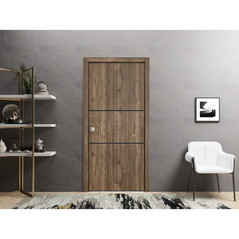 Bi-fold Doors 36 x 80 Planum 0014 Walnut with Sturdy Tracks