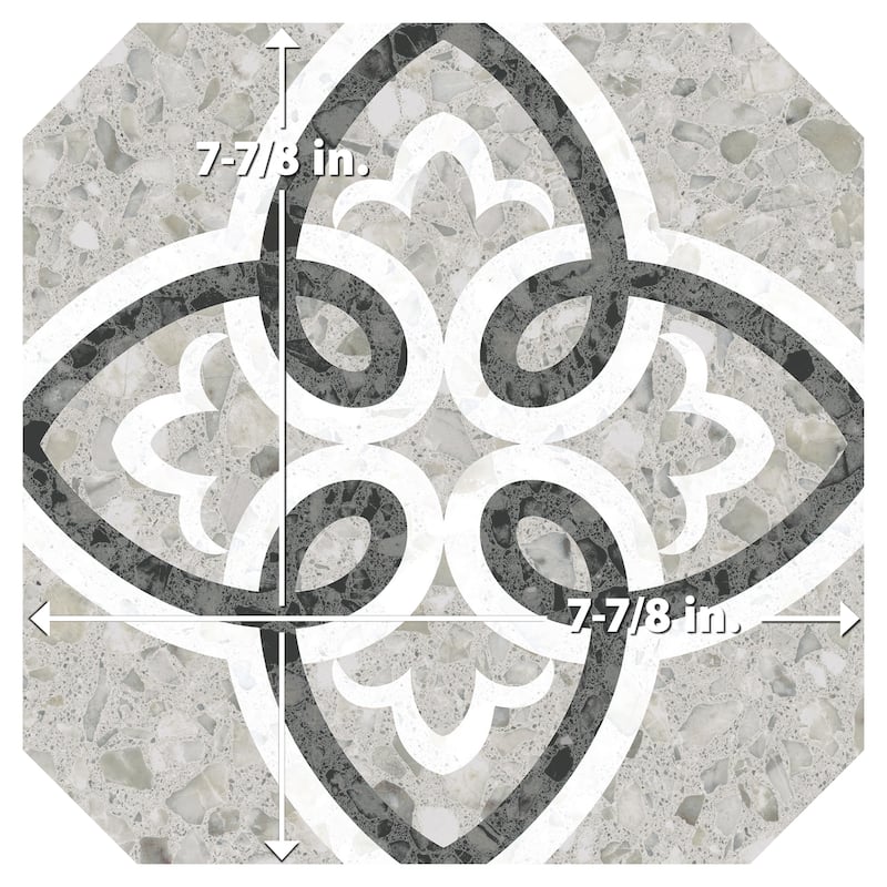 Merola Tile Riviera Octagon Garde Gris 7-7/8" x 7-7/8" Porcelain Floor and Wall Tile