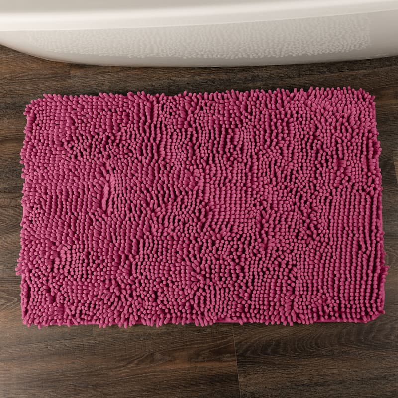 Bathroom Rugs - 2-Piece Memory Foam Bathroom Set with Chenille Shag Top and Non-Slip Base by Windsor Home