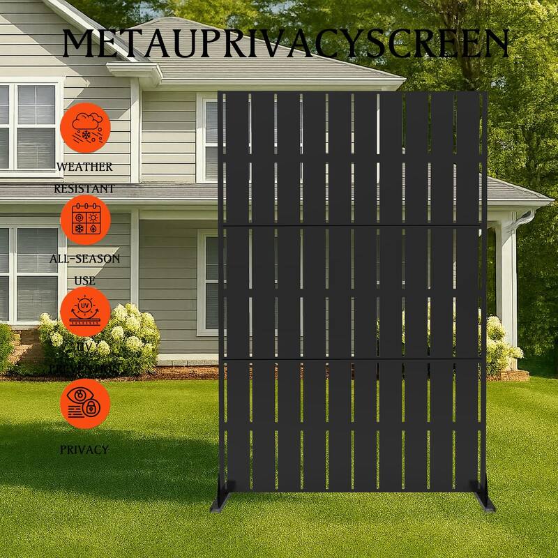 Metal Privacy Screen Outdoor Privacy Panels 72"H x 47"W, Freestanding Patio Divider for Garden, Deck, Balcony, Backyard