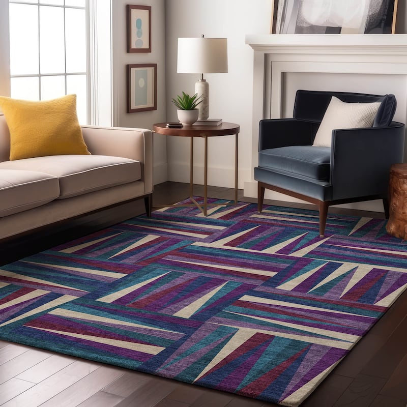 Premium Washable Super Soft Modern Glase Mayfield Rug - Purple - 10' x 14'