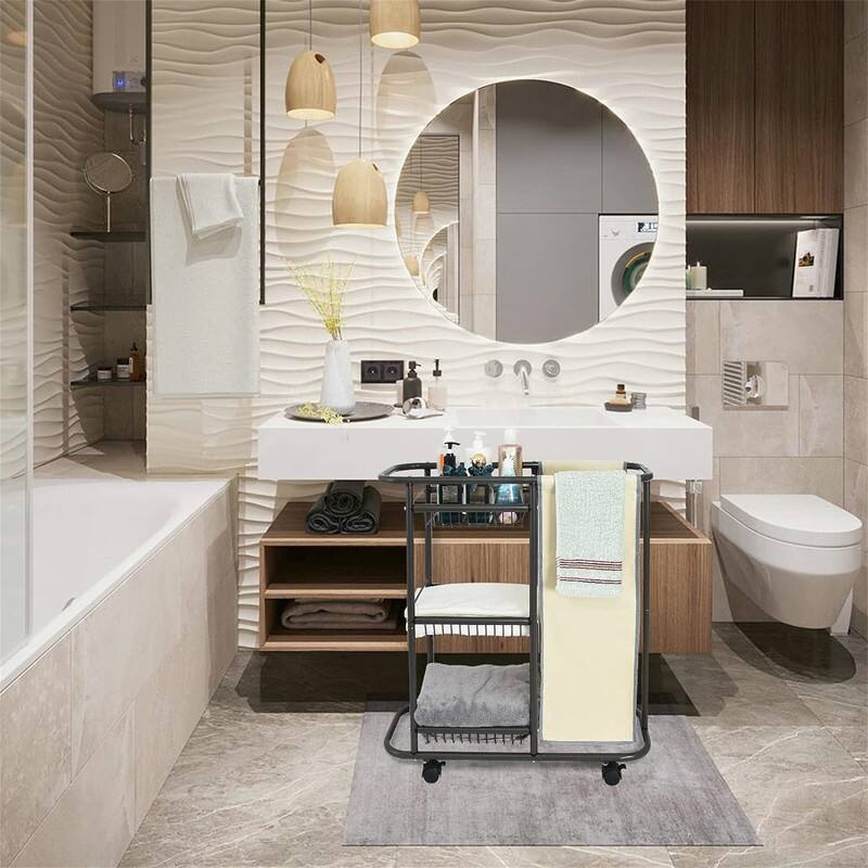 Laundry Sorter Cart Movable Bathroom Organizer - 27.7"D x 10.6"W x 29.5"H