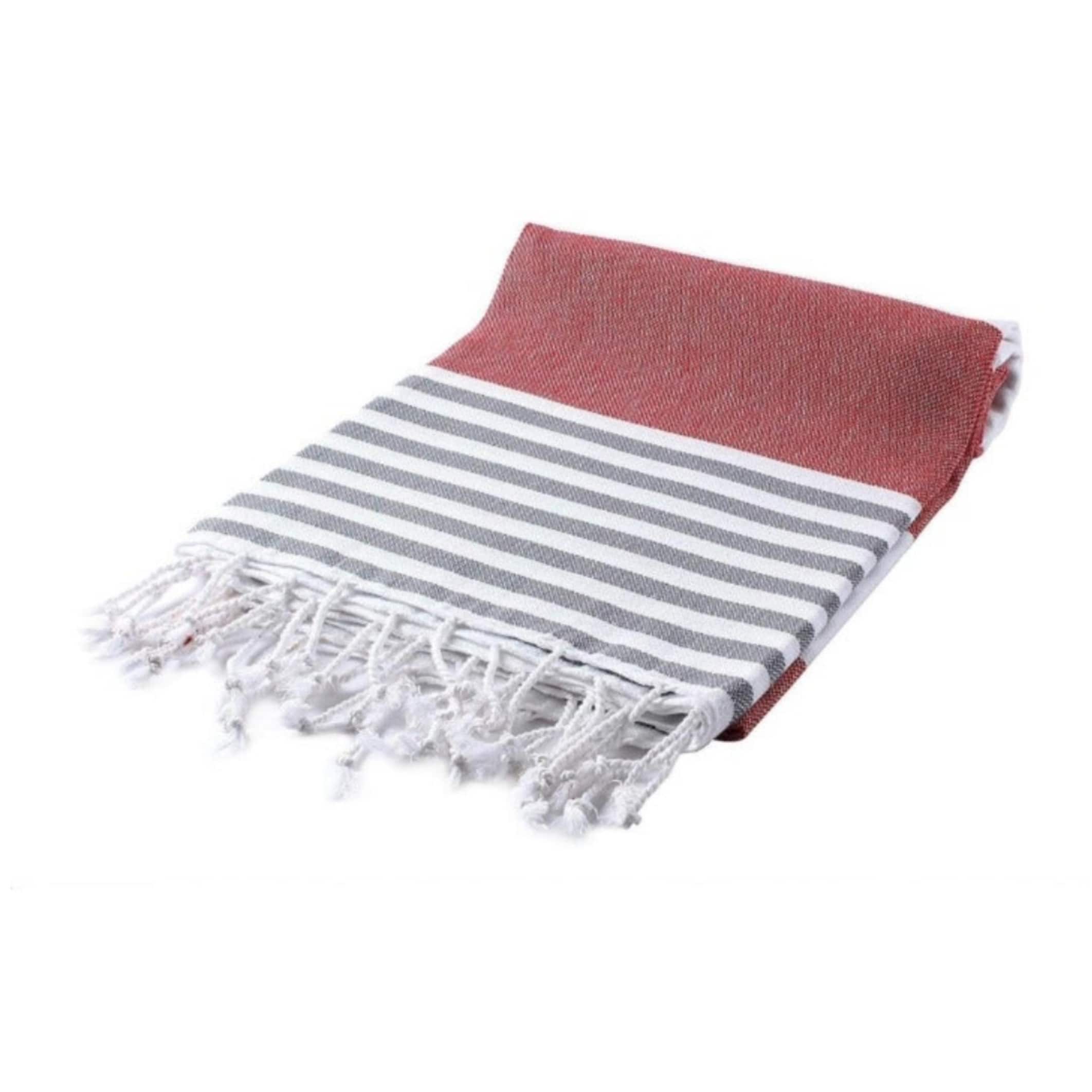 Red Anthracite Beach Towel - Striped Authentic 100% Turkish Cotton ...