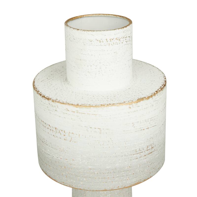 CosmoLiving by Cosmopolitan White Metal Decorative Vase (Set of 2)