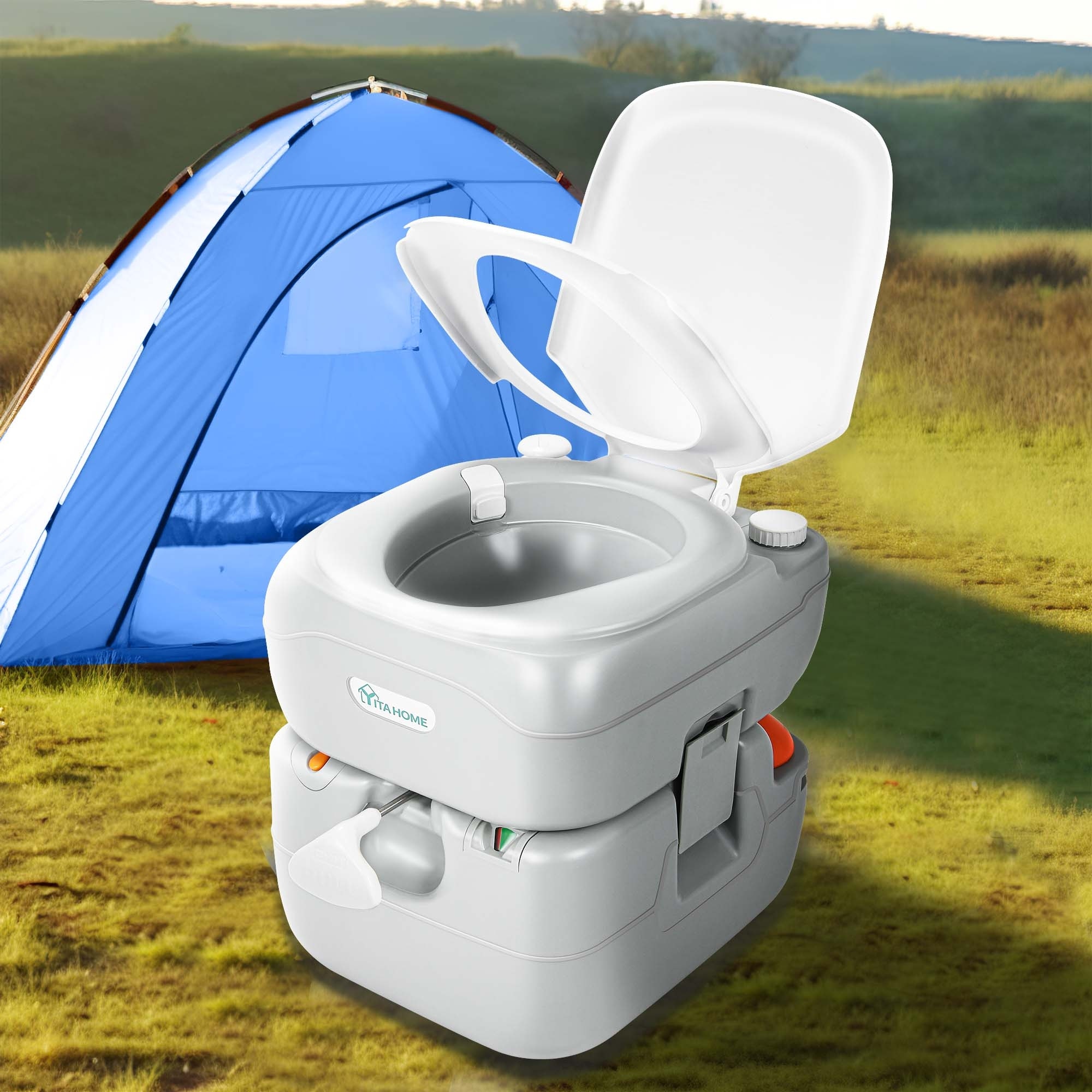 backpack with mini tent portable toilet InstaPrivy Kit in a use pop up changing tent automatically sets up in seconds Dextrus 5.28 Gallon Portable Toilets