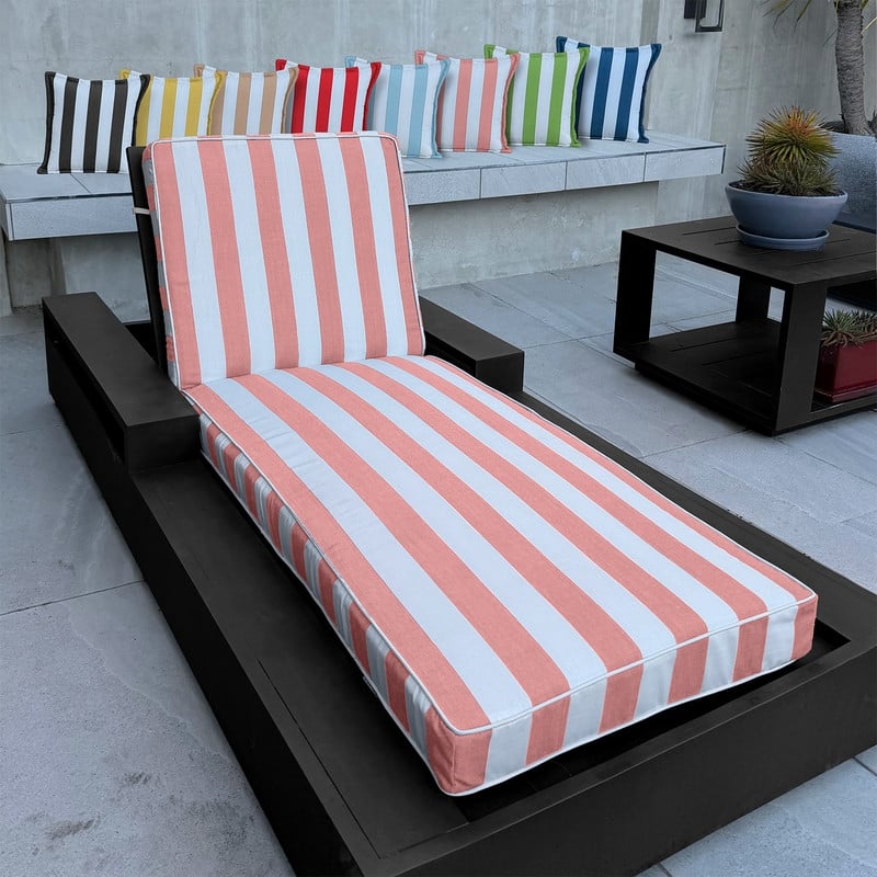 Sherry Kline Indoor/Outdoor Cabana Stripe Chaise Lounge with Contrast Cord