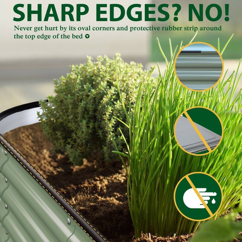 VEIKOUS 9-in-1 Modular Galvanized Metal Raised Garden Bed Kit, Bottomless Design with Safe Oval Corners & Stainless Hardware