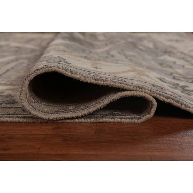 Gray Oushak Indian Runner Rug Hand-Knotted Wool Carpet - 6'0" x 18'0"