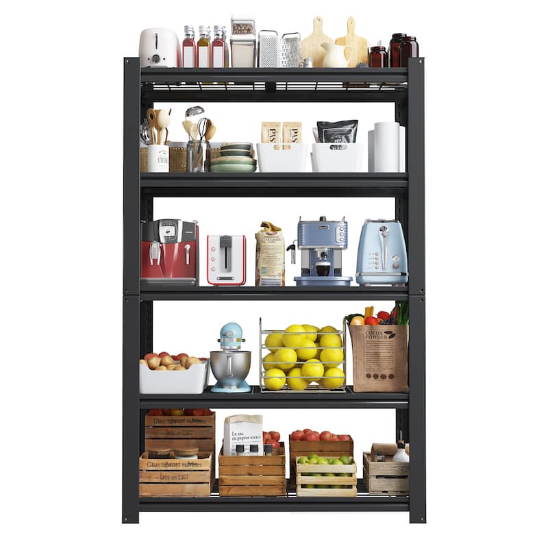 72"H 5-Tier Adjustable Heavy Duty Shelving Metal Mesh Storage Rack (2000 Lbs Loading Capacity) - Metal Shelf Organizer