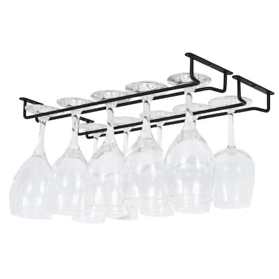 Wallniture Brix Stemware Wine Glass Rack Under Cabinet Storage Metal Glass Hanger (Set of 2)