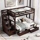 preview thumbnail 2 of 7, Twin over Full Bunk Bed with Staircase Drawers, Guardrails, and Solid Wood Support