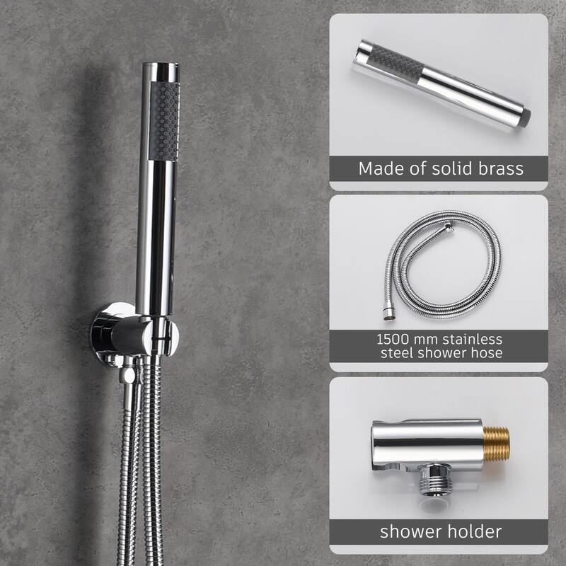 1-Spray Pattern 10-inch Round Wall Mount Shower System with Tub Faucet