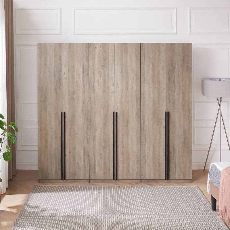 Manhattan Comfort Lee Modern 2.0 Freestanding Wardrobe Closet Armoire Set of 3 - Rustic Grey
