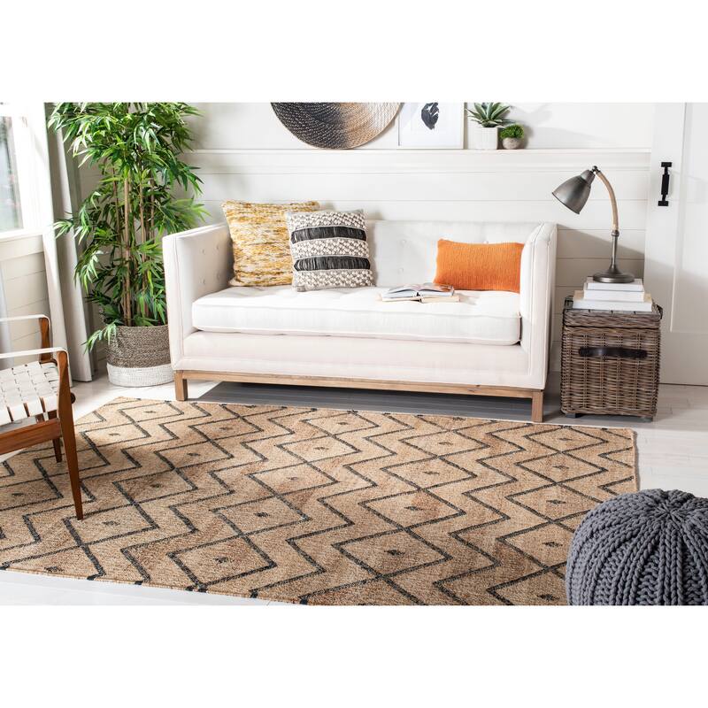 SAFAVIEH Handmade Kilim Fiorinda Flatweave Wool Rug - 3' Square - Natural/Charcoal