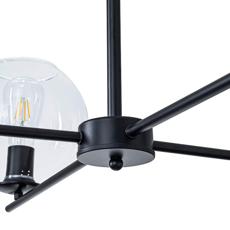 Chic Modern 4-Light Symmetrical Hand-blown Clear Glass Chandelier - 34.6 in