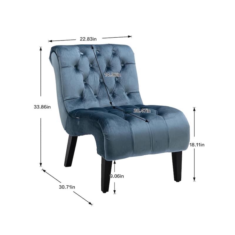 Velvet Upholstered Leisure Chair For Living Room With Wood Legs
