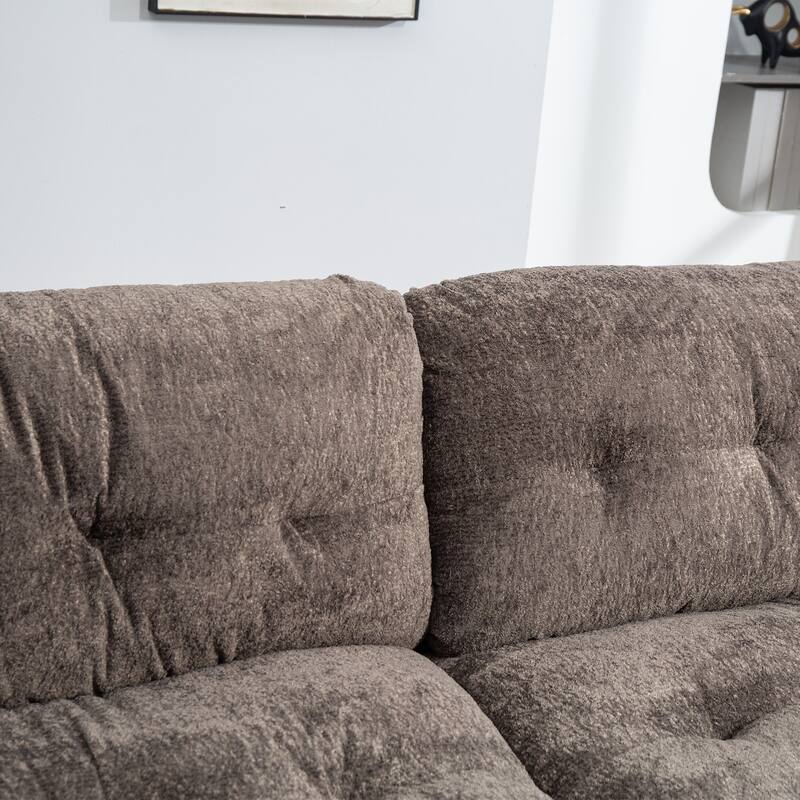 Two-seat Modular Sleeper Sofa, Gray Chenille, for Living Room