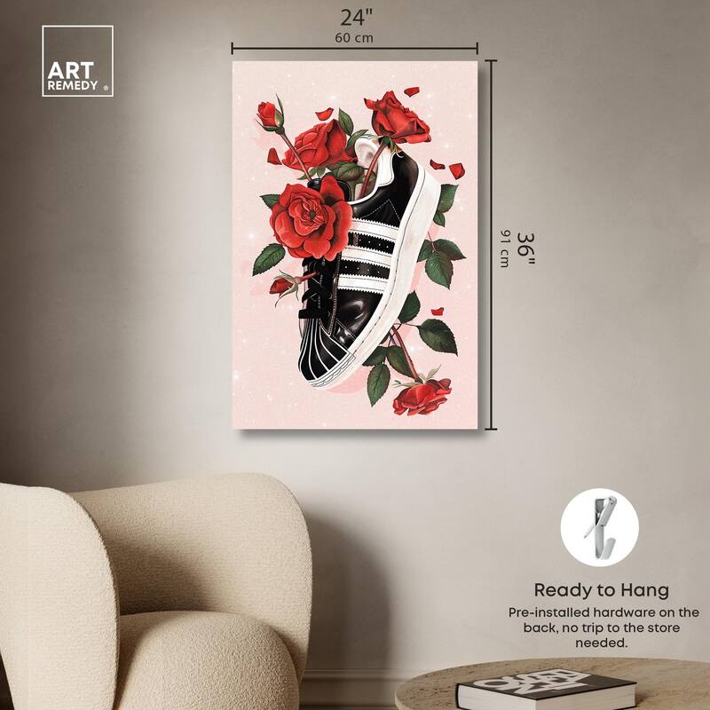 Sporty Sneaker Flowers Canvas by Art Remedy, Gallery Wrapped