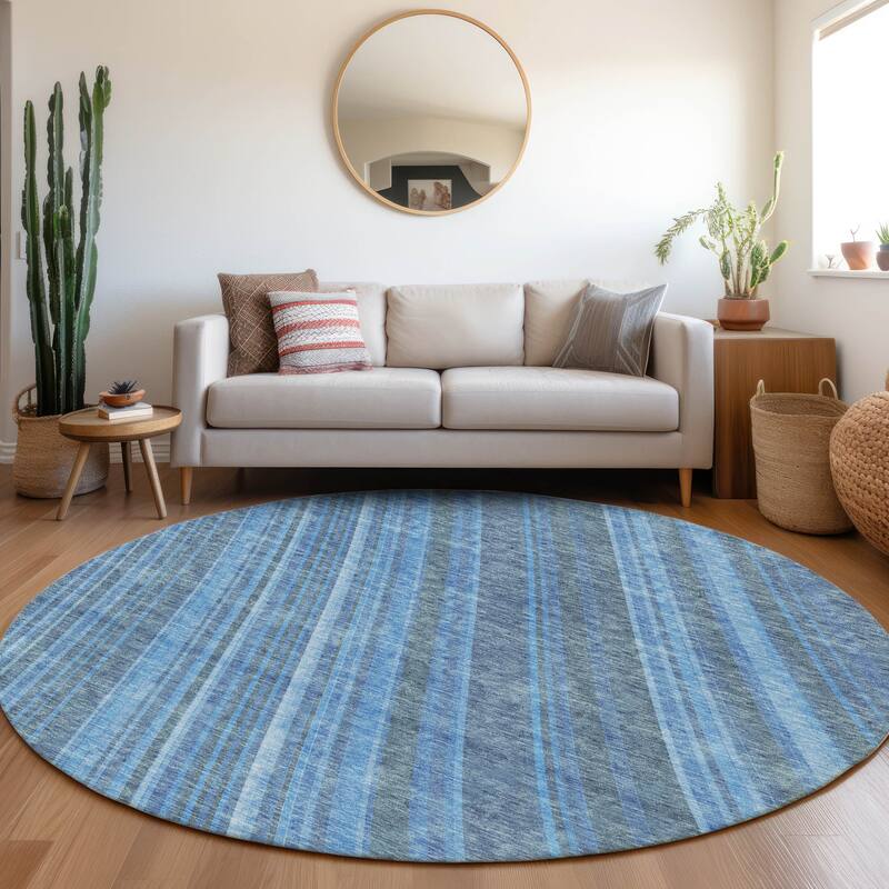 Premium Washable Super Soft Modern Flow Mayfield Rug - Blue - 8' x 8'