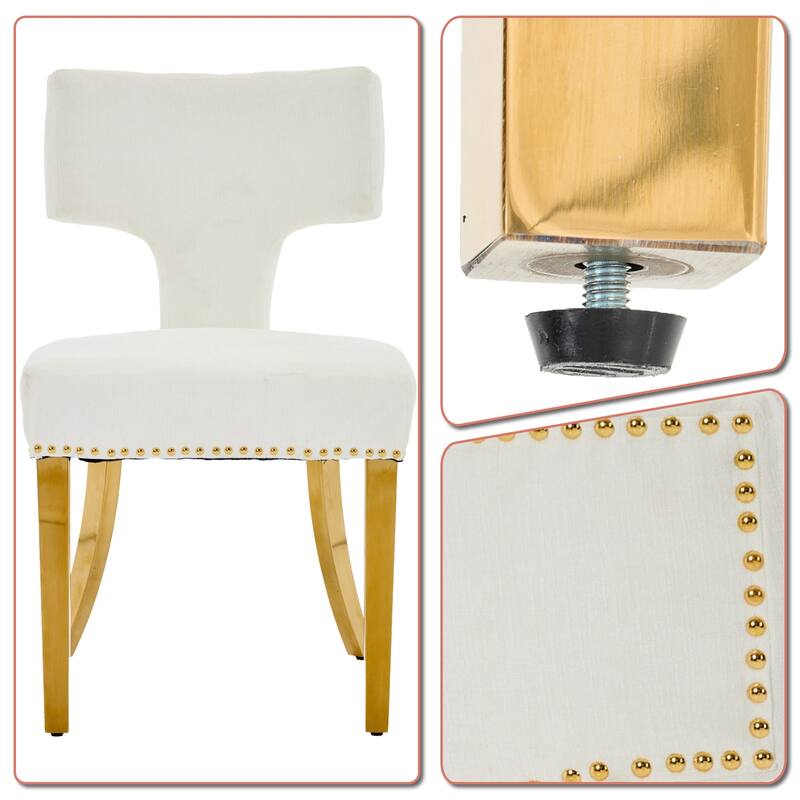Vintage Set of Two Upholstered Dining Chairs with Adjustable Foot Pads