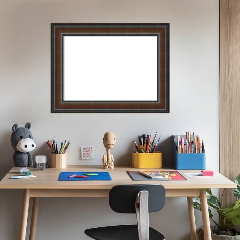 Amanti Art Cyprus Walnut Framed Dry Erase Magnetic Board