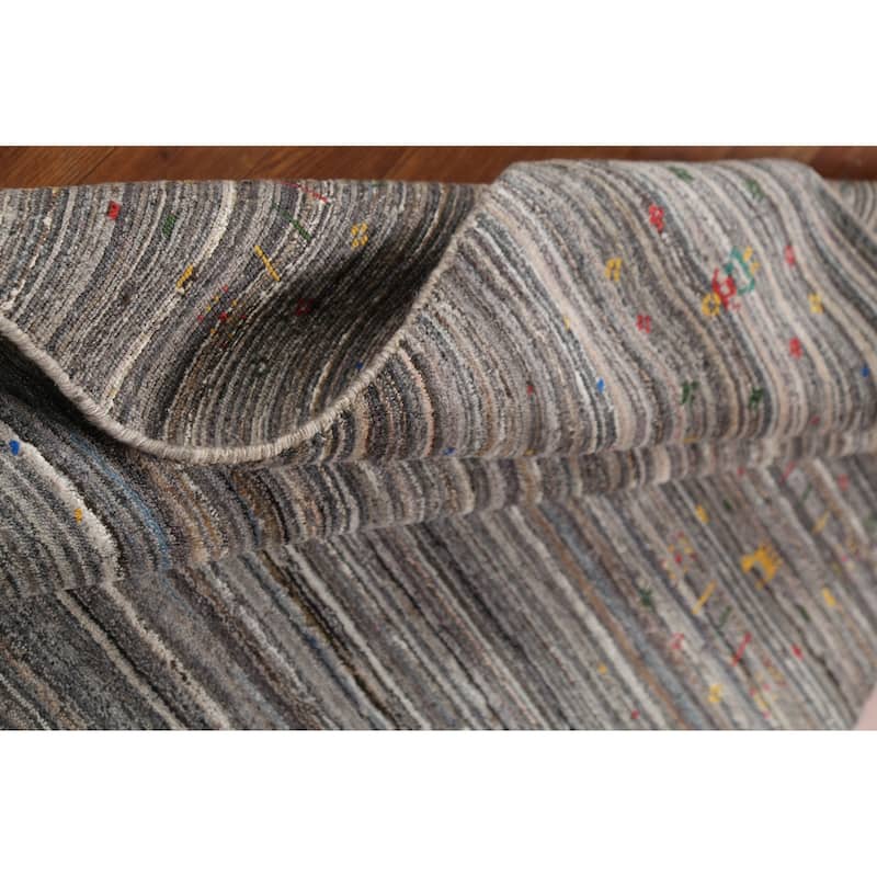 Striped Gabbeh Oriental Area Rug Handmade Wool Carpet - 5'2"x 8'0"