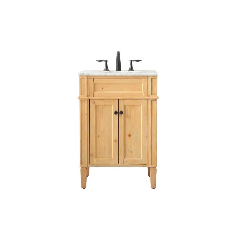 Elegant Lighting VF12524 Park Avenue 24" Free Standing Single Basin - Natural Wood - Wood Finish
