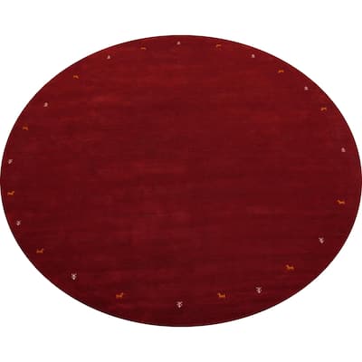 Tribal Gabbeh Round Red Area Rug Handmade Tribal Carpet - 9' 9'' X 10' 0''