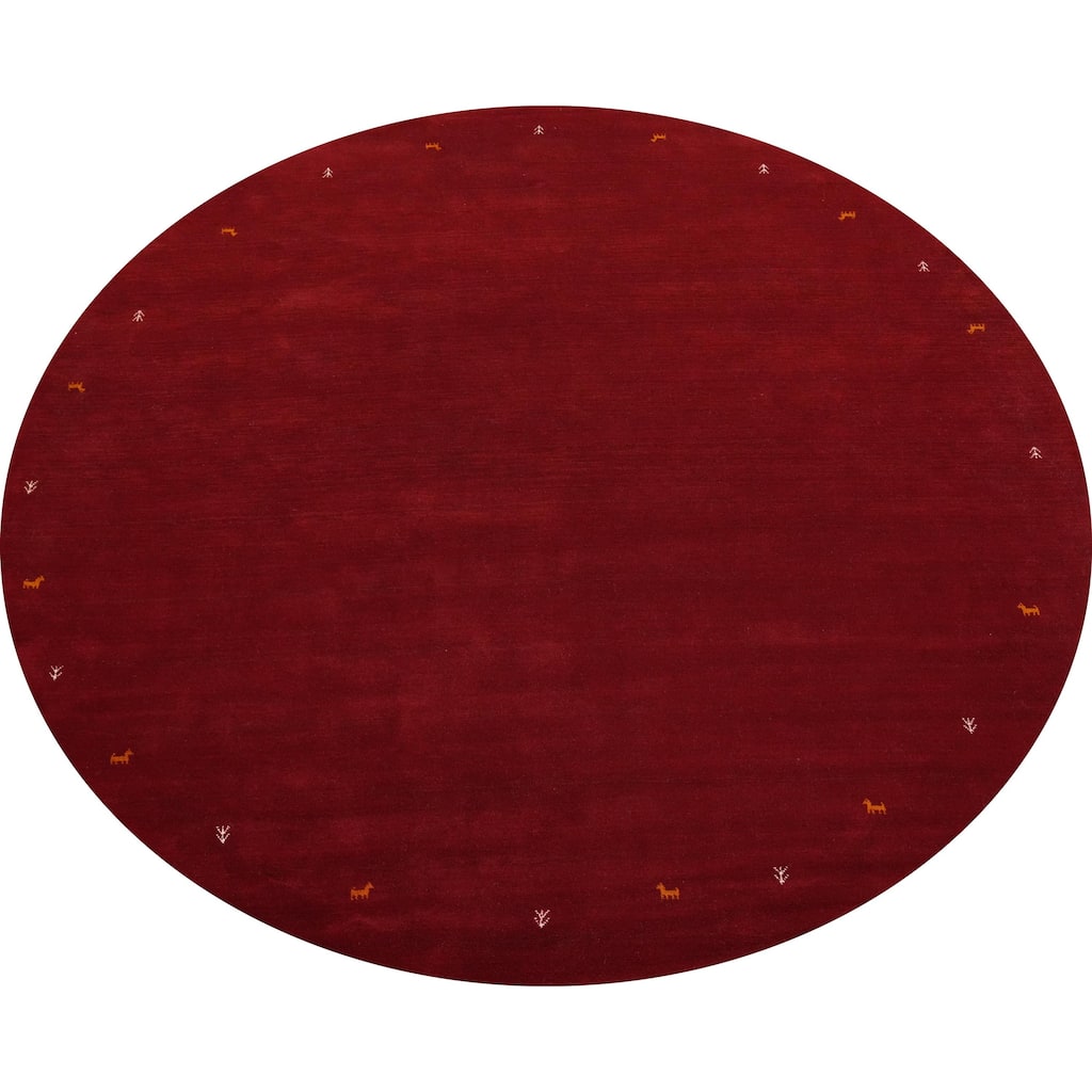 Tribal Gabbeh Round Red Area Rug Handmade Tribal Carpet - 9' 9'' X 10' 0''