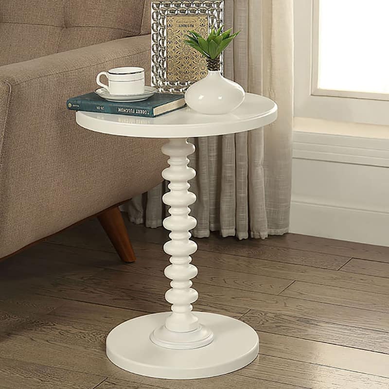 Round Wooden Side Table - White