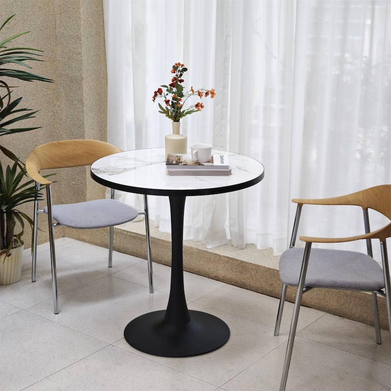 Round Kitchen Dining Table White Sintered Stone-top Larger Pedestal Base Furniture Leisure Coffee Table