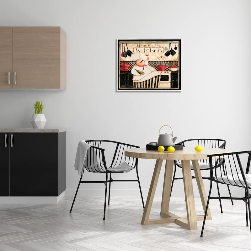 Stupell Home is in the Kitchen with Happy Chef Illustration Framed Wall Art
