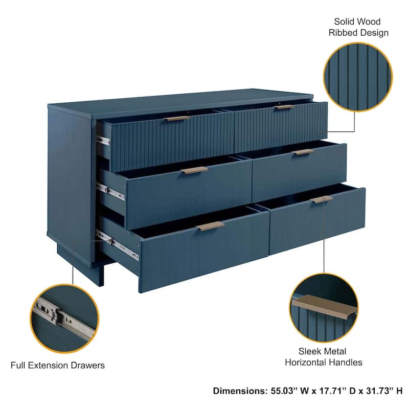 Manhattan Comfort 3-Piece Granville Modern Solid Wood Narrow Chest Dresser Nightstand Set.