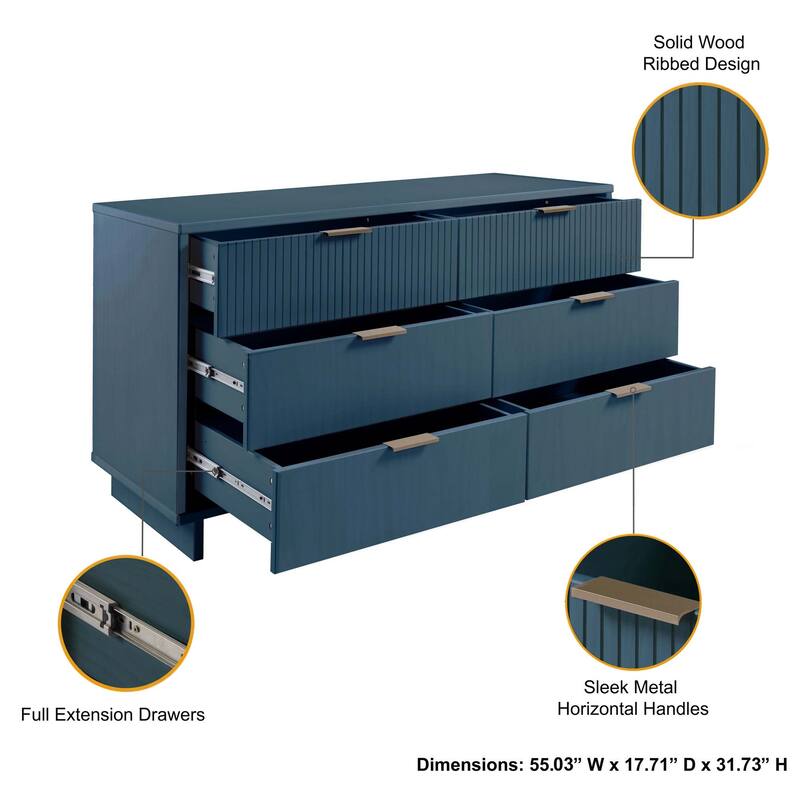 Manhattan Comfort 3-Piece Granville Modern Solid Wood Tall Chest Double Dresser Set