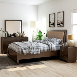 Yra Transitional Walnut Wood 4-Piece Sleigh Bedroom Set by Furniture of America